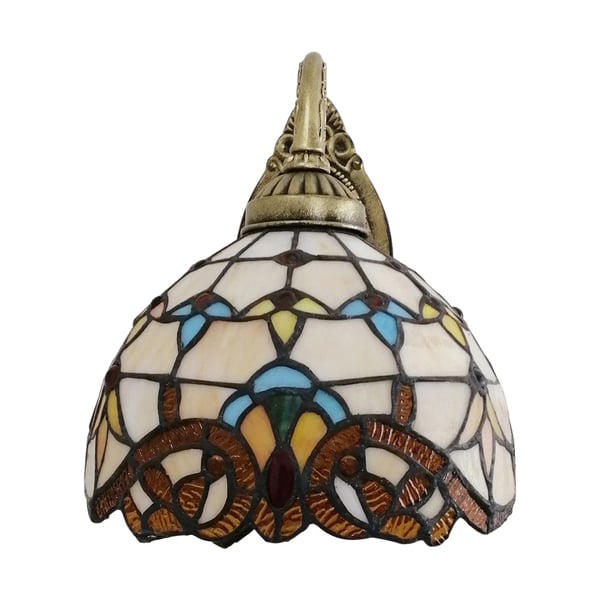 Væglampe i Tiffany-stil - E27-fatning - Farvet glas - LED 6–10 W - Op- & nedadgående lys - Spænding 220 V - Uden pære - Gul