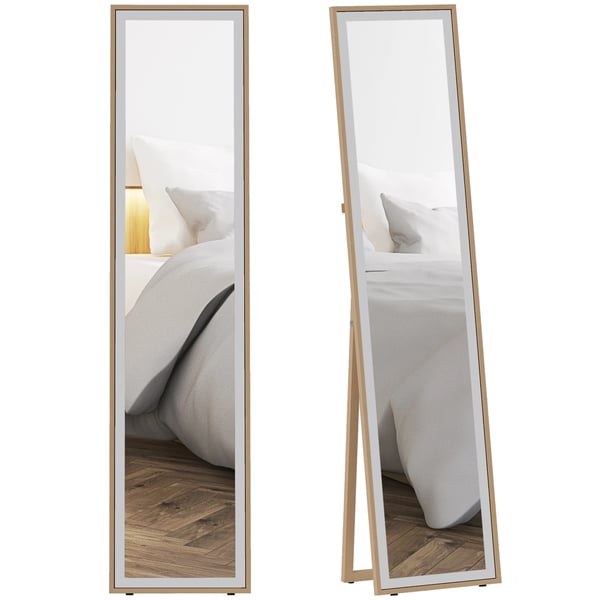 Helkroppsspegel - Golvspegel - 157 x 37 cm - Självstående - Rektangulär - Glas - Silver