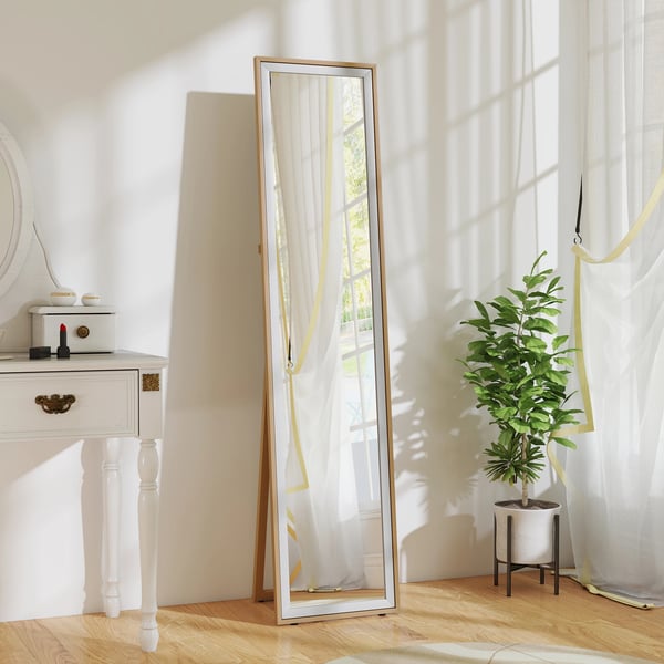 Helkroppsspegel - Golvspegel - 157 x 37 cm - Självstående - Rektangulär - Glas - Silver