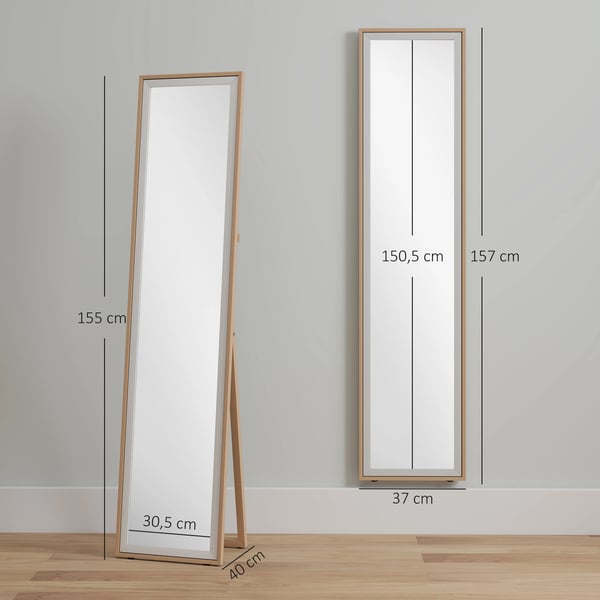 Helkroppsspegel - Golvspegel - 157 x 37 cm - Självstående - Rektangulär - Glas - Silver