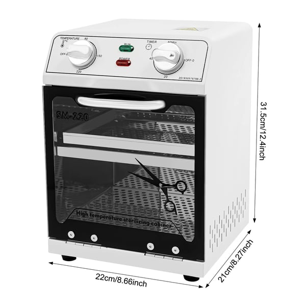 Desinfektionsskab - Dampsterilisator - 220°C høj temperatur - 220–240V - <800 W - Metalhus - Til hjem frisørsalon klinik - Hvid