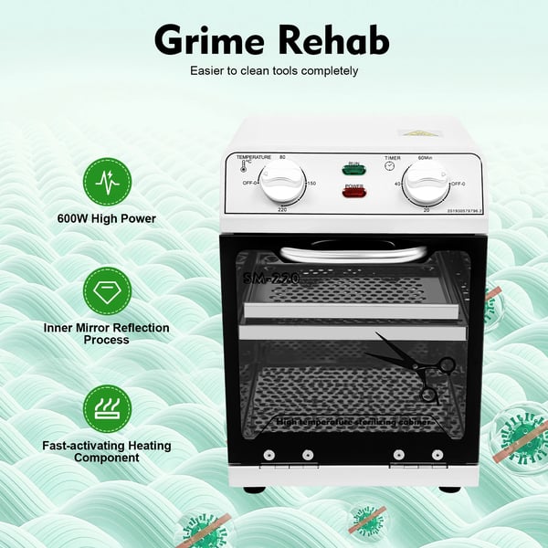 Desinfektionsskab - Dampsterilisator - 220°C høj temperatur - 220–240V - <800 W - Metalhus - Til hjem frisørsalon klinik - Hvid