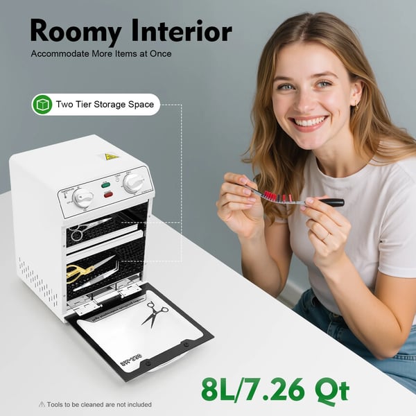 Desinfektionsskab - Dampsterilisator - 220°C høj temperatur - 220–240V - <800 W - Metalhus - Til hjem frisørsalon klinik - Hvid