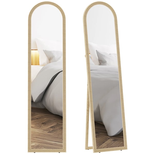 Helkroppsspegel - Fristående Golvspegel - Rektangulär - 160x40 cm - Med Stativ - Beige