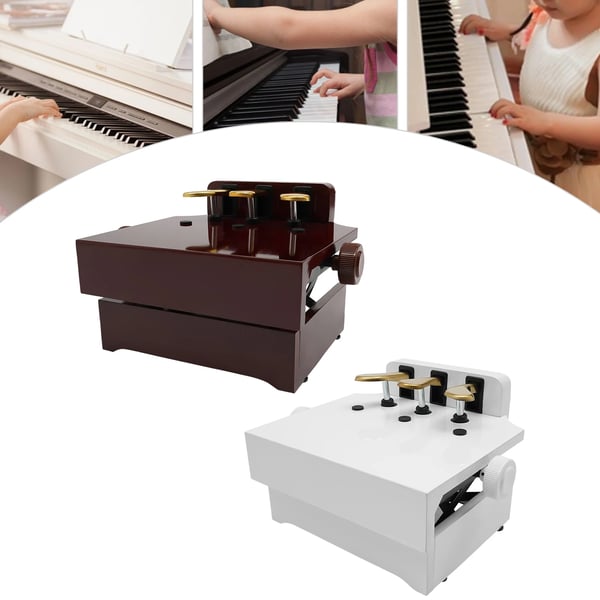 Piano pedalforlænger - Børnebænk til klaver - Højdejustering 14–21 cm - Til 4–12 år - Hvid