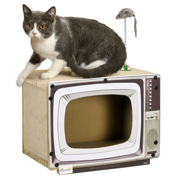Katt klösbräda - Klösmatta - TV-form - Kartong - Leksaksmus - Fyra Lager - 43×23×32,5 cm - Sand