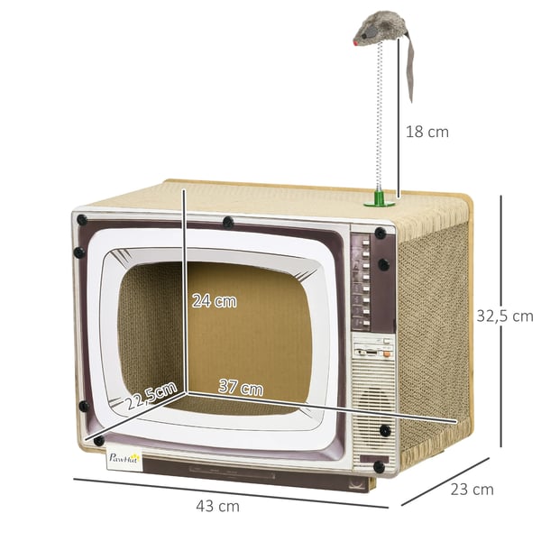 Katt klösbräda - Klösmatta - TV-form - Kartong - Leksaksmus - Fyra Lager - 43×23×32,5 cm - Sand