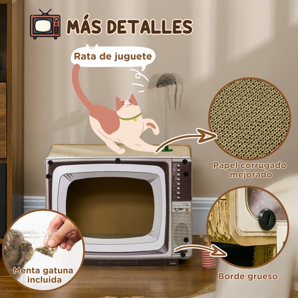 Katt klösbräda - Klösmatta - TV-form - Kartong - Leksaksmus - Fyra Lager - 43×23×32,5 cm - Sand
