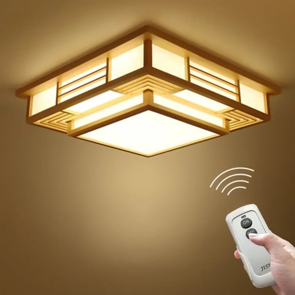 Japansk Tatami - LED Loftlampe - Dæmpbar - Justerbar Farvetemperatur - Træ - 220 V AC - 5–10 m² - Uden Lyskilde - Gul