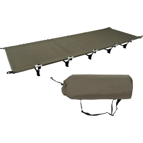 Feltseng - Campseng - 190×70×17 cm - Ultralet - 7075/6061 Aluminium - 600D Oxford & Nylon - 150 kg Max - Sammenfoldelig med Bæretaske - Grøn