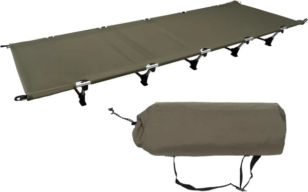 Feltseng - Campseng - 190×70×17 cm - Ultralet - 7075/6061 Aluminium - 600D Oxford & Nylon - 150 kg Max - Sammenfoldelig med Bæretaske - Grøn