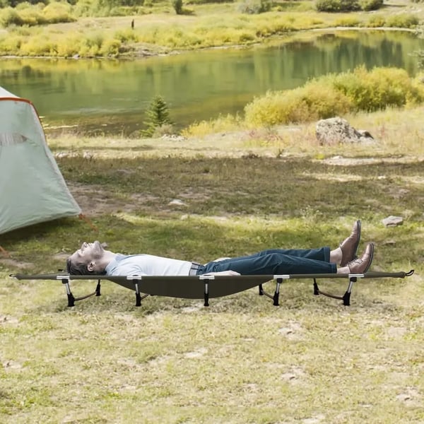 Feltseng - Campseng - 190×70×17 cm - Ultralet - 7075/6061 Aluminium - 600D Oxford & Nylon - 150 kg Max - Sammenfoldelig med Bæretaske - Grøn