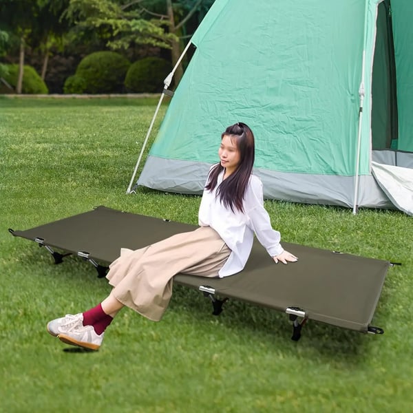 Feltseng - Campseng - 190×70×17 cm - Ultralet - 7075/6061 Aluminium - 600D Oxford & Nylon - 150 kg Max - Sammenfoldelig med Bæretaske - Grøn