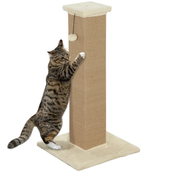Katt klösträd - Klöspelare - 4 nivåer - Plysch & spånskiva - 41×41×81 cm - Vit