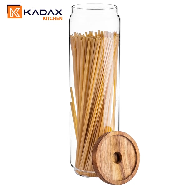 Glaskrukke - Spaghettikrukke/pastabeholder - 1550 ml - Med låg - Køkkenopbevaring