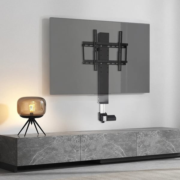 Motoriseret TV-lift - Justerbart bordstativ - 220 V - Fjernbetjening - Højdejusterbar - Til 66–145 cm TV - Metal - Sort