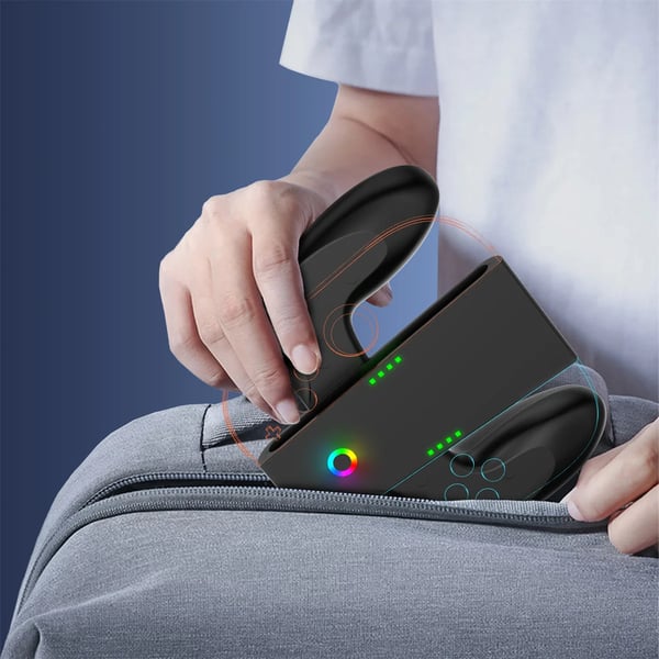NS2287 - Opladningsgreb Dock - Magnetisk - USB‑C Hurtigopladning - Til 2 Controllere - RGB‑indikator - Bærbar - Sort