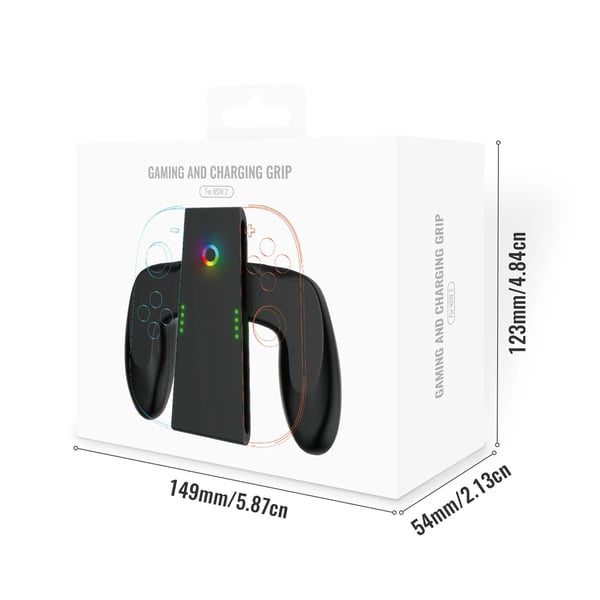 NS2287 - Opladningsgreb Dock - Magnetisk - USB‑C Hurtigopladning - Til 2 Controllere - RGB‑indikator - Bærbar - Sort