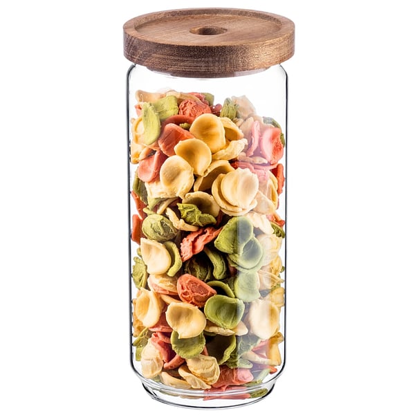 Opbevaringskrukker i glas - Fødevarebeholdere - Sæt 3-pak - Med låg - 950 ml - Til pasta & krydderier
