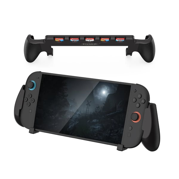 Greb til Switch 2 - TNS-3179 Håndgreb - Ergonomisk Design - 5 Spilkortpladser - Indbygget Opbevaring - Bærbar - Sort