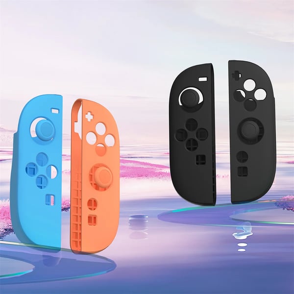 Controller beskyttelsessæt med joystick-kapper - NS2292 - Venstre/højre greb - Silikone - Skridsikker & stødresistent - Sort