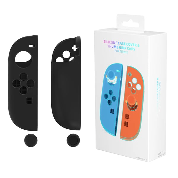 Controller beskyttelsessæt med joystick-kapper - NS2292 - Venstre/højre greb - Silikone - Skridsikker & stødresistent - Sort