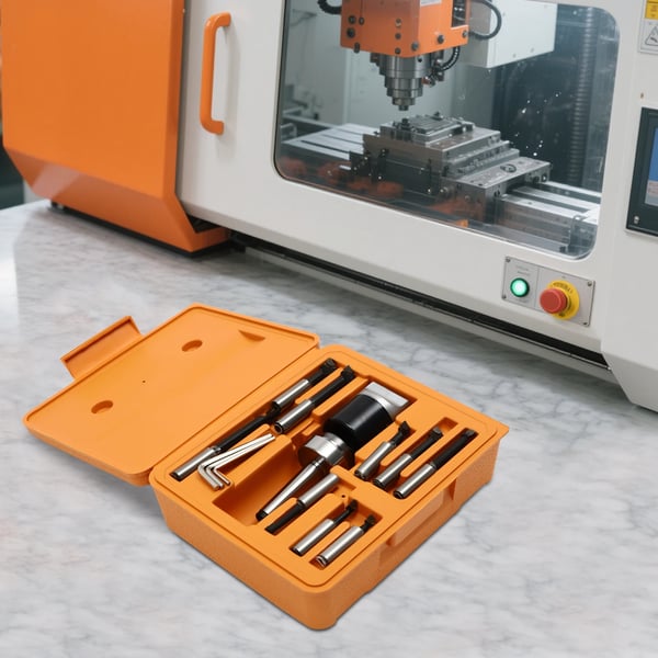 Udboringshoved 50 mm - CNC fræsetilbehør MT2-M10 - 9 hårdmetalskær - Udboringsstang medfølger - Høj præcision - Rustfrit stål - Orange