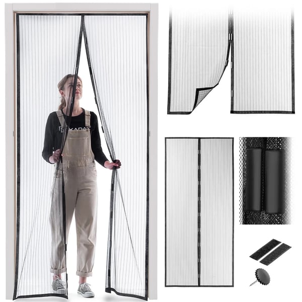 Myggenet/Insektnet til altandør - Enkeltdør - Magnetlukning - 100% Polyester - 210 x 100 cm