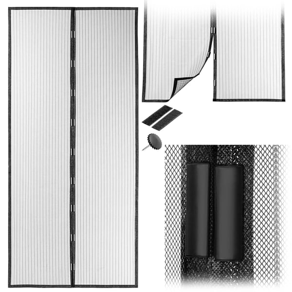 Myggenet/Insektnet til altandør - Enkeltdør - Magnetlukning - 100% Polyester - 210 x 100 cm
