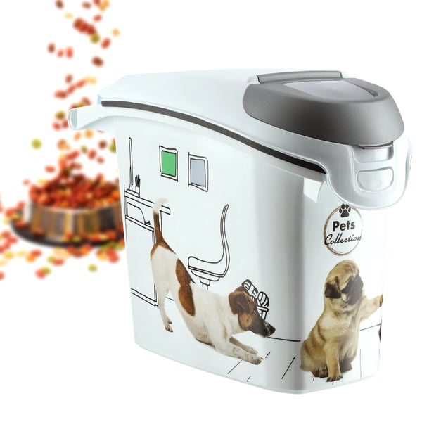 Hundefoderbeholder - Opbevaringsboks - Låsbart låg - Kapacitet 15 l - Op til 6 kg