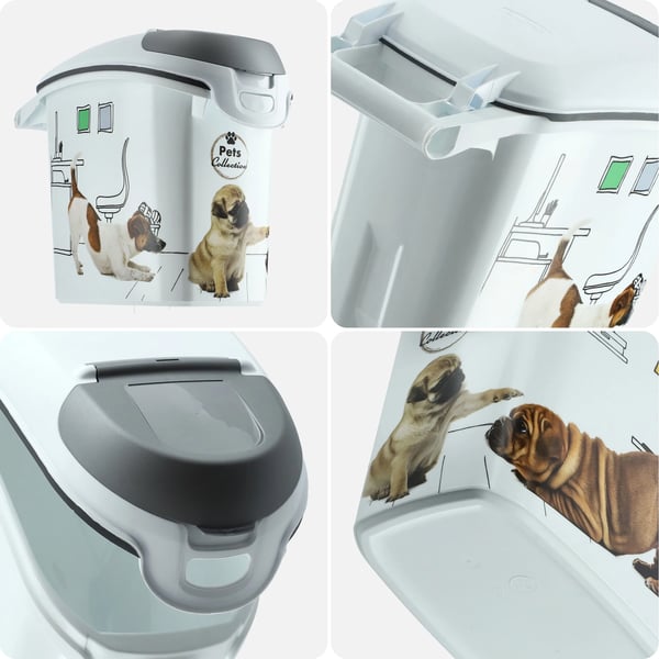 Hundefoderbeholder - Opbevaringsboks - Låsbart låg - Kapacitet 15 l - Op til 6 kg