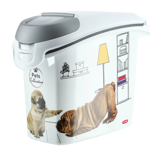 Hundefoderbeholder - Opbevaringsboks - Låsbart låg - Kapacitet 15 l - Op til 6 kg