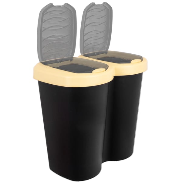 Skraldespand - Genbrugsbeholder - 40 l - 2 rum - 2 låg - Affaldssortering