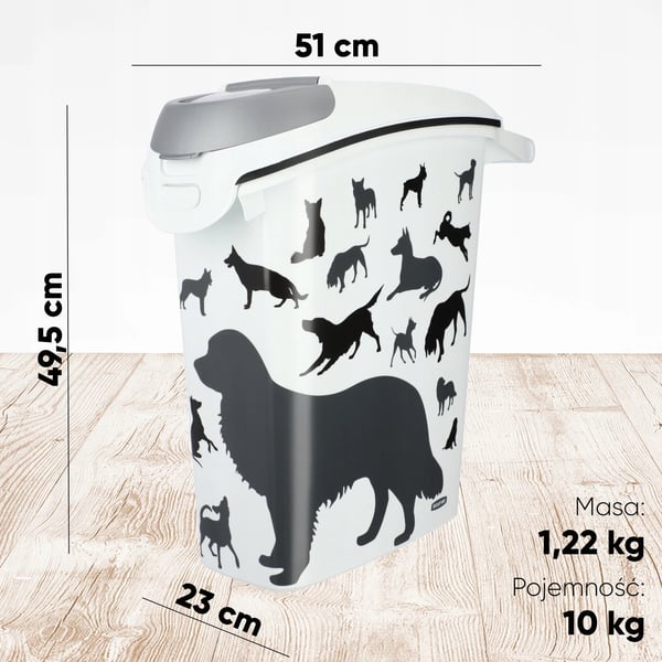 Foderbehållare för hund och katt - Förvaringslåda - 10 kg kapacitet - Foderförvaring