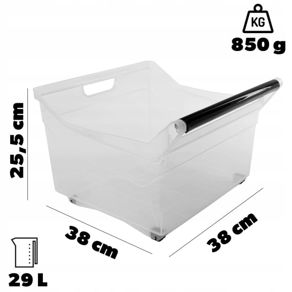 Opbevaringsboks - Skabsorganizer - 29 L - 38×38×25 cm - Med Hjul - Plast