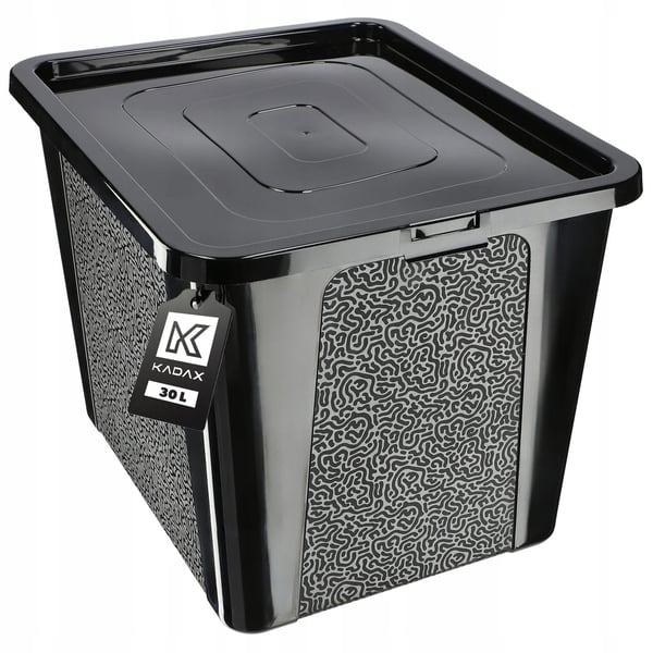 Opbevaringskasse - Plastboks - 30 l - Med låg - Låsbar - Sort