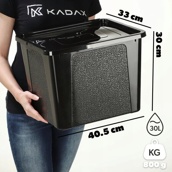 Opbevaringskasse - Plastboks - 30 l - Med låg - Låsbar - Sort