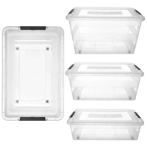 Förvaringsboxar med lock - 3-pack - Plast - Organizer för kök och hem