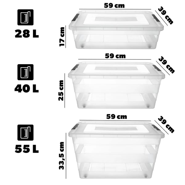 Förvaringsboxar med lock - 3-pack - Plast - Organizer för kök och hem