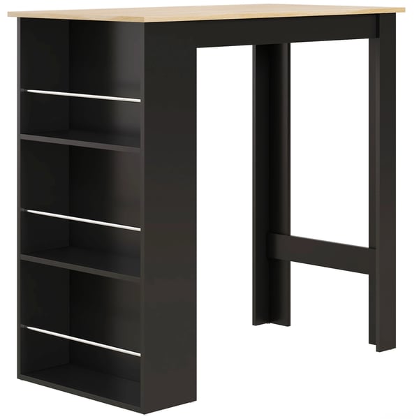 Barbord - Köksbord - Tre sidohyllor - Modern design - För matsal & vardagsrum - Mått 112×57×106 cm - Svart