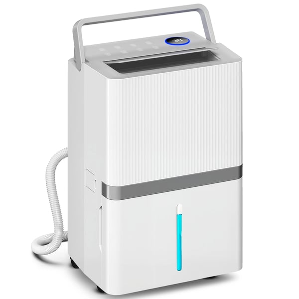 Luftavfuktare - 35 l/dygn - För 40–90 m² - 5,5 l tank - Kontinuerlig dränering - 24 h timer - Fuktindikatorlampa - Vit