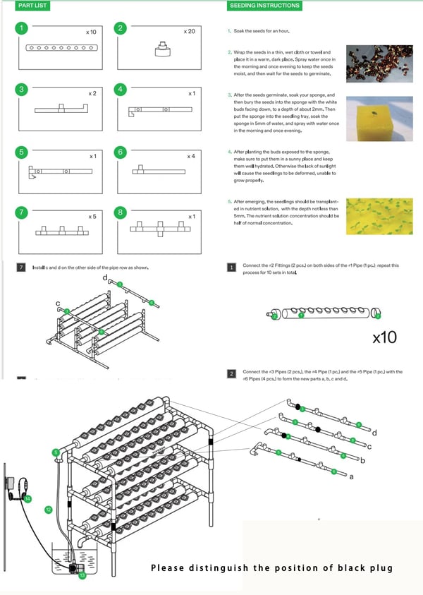 Hydroponisk dyrkningssæt - Rørsystem til planter - 90 plantehuller - 3 lag - PVC-U - Rør Ø 6,3 cm - Hul Ø 3,2 cm - Lysegrå