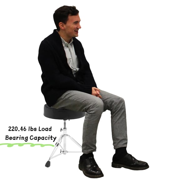 Trumstol - Höjdjusterbar pall - Halkfri - Ergonomisk sits - 100 kg maxbelastning - För vuxna & barn - Svart/Silver