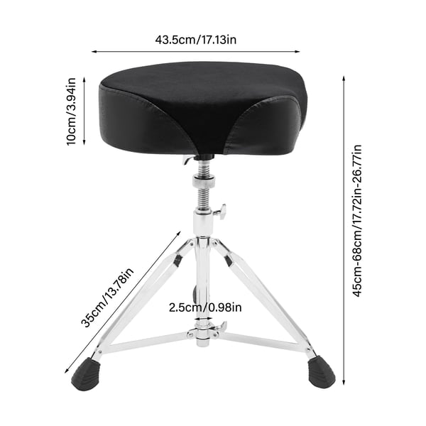 Trumstol - Höjdjusterbar pall - Halkfri - Ergonomisk sits - 100 kg maxbelastning - För vuxna & barn - Svart/Silver
