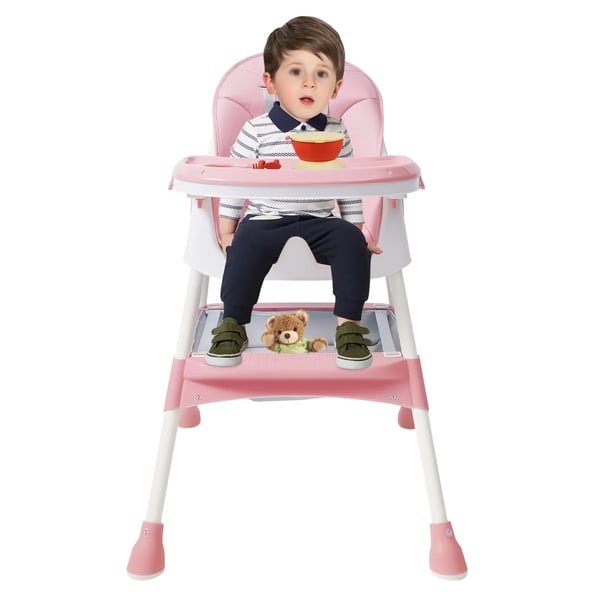 Barnmatstol för baby - 2-i-1 modell - Fotstöd - Från 6 månader - Plast - Unisex - Rosa