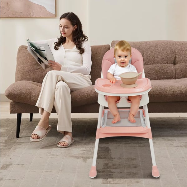 Babystol - 2-i-1 model - Fodstøtte - Fra 6 måneder - Plast - Unisex - Lyserød