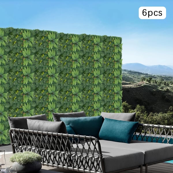 Konstgjord persisk häck - Insynsskydd häckpaneler - 6-pack - 60×40 cm - Ventilerad - Väggmonterad - Utomhus - Grön