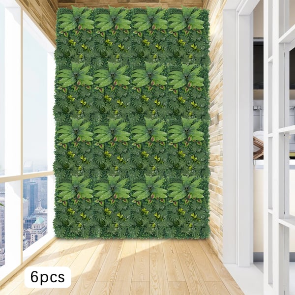 Konstgjord persisk häck - Insynsskydd häckpaneler - 6-pack - 60×40 cm - Ventilerad - Väggmonterad - Utomhus - Grön
