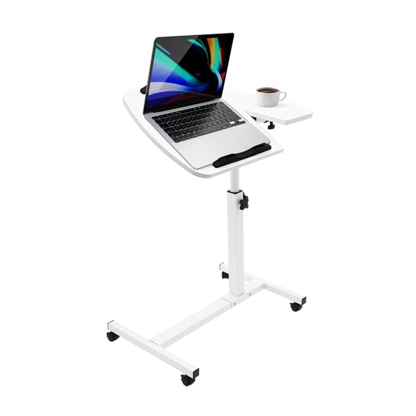 Laptopbord - Sengebord - Højdejusterbart 60–95 cm - Tiltbart 360° - Bordplade 60×40 cm - Bæreevne 7,5–10 kg - MDF & kulstofstål - Hvid