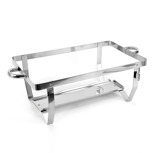 Chafing Dish Buffetvarmer - Madvarmer - Sæt med 2 - 7,5 L - 2 Rum - Rektangulær - Rustfrit Stål - Sølv